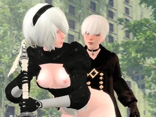 2B from Video Recreation NieR Automata Intercourse and Anal