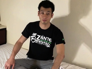 Japanese hunk jerking his dick