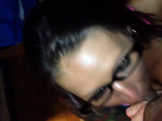 Actual blonde beginner giving a POV blowjob