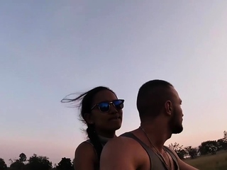 Thai teen fucking massive white dick outside