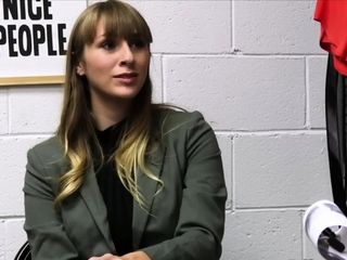 Large tit coworker sucks dick immediately after strip search