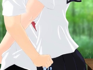 Brunette cums to hentai