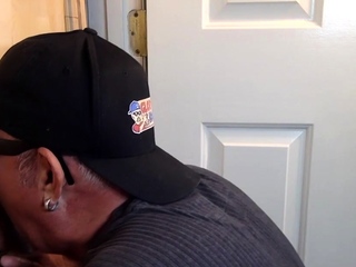 Mature DILF tugging partners dick even though providing gloryhole bj