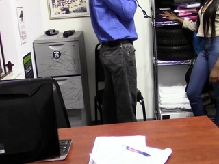 A ebony teen blowjobs then fucked by officer for shoplifting