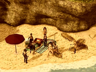 A attractive blonde has anal sex with 3d hot dickgirl on island