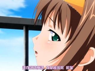 Brunette cums to hentai