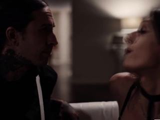 Busty shemale gets her ass licked and fucked by tattooed guy