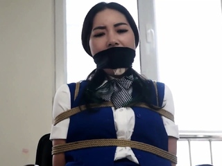 Chinese bondage – Chair tied &amp gagged