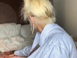 Chubby Blonde MILF Displaying Her Massive Boobs