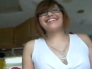 Chubby Girl with Glasses Handjob and Blowjob