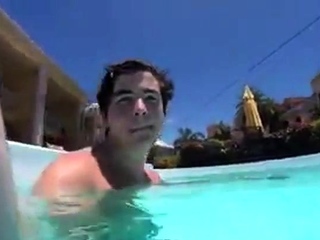 Cumming in the public pool
