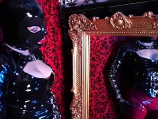 Latex slut solo anal masturbation