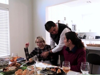 Stepbro licking then fucking blonde teen stepsis hairy pussy