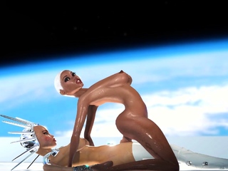 Super attractive android dickgirl fucks a hot ebony on a spaceship
