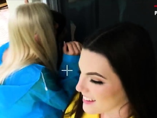 Gfs displaying up in lingerie for a foursome fuck