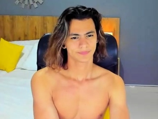 Horny gay hunk solo jerking entertaining