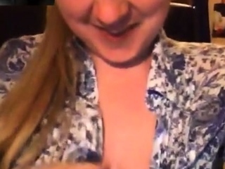 Ukranian girl displaying her major boobs on Skype