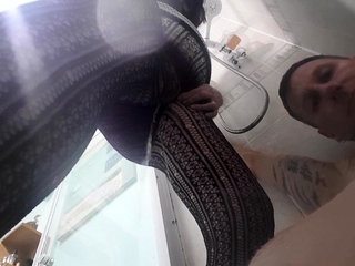 Females in nylons peeing on guy