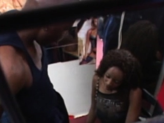 Dark lady with thoughts gets double permeated really hard