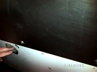 Glory hole cock sucking with cum swallow..