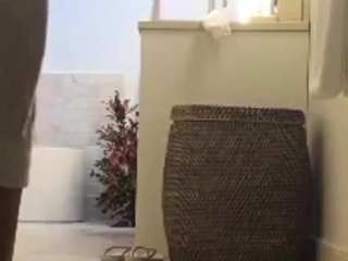 our curvy grandma spied in the bathroom