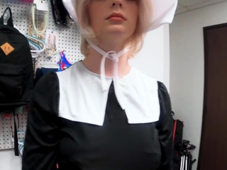 Attractive Amish shoplifter bouncing more than the officers major dick