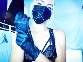 Compact titted babe toys her pussy on webcam