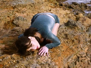 Submissive foot licking and ass consuming by the sea