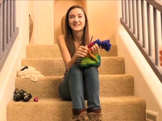 Tempting brunette bombshell Claire is not wearing panties