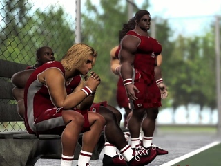 A hot cheerleader blonde gets fucked tough by black guys