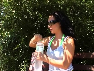 Great brunette Carmen enjoys massive stick slam her