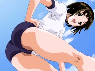 Brunette cums to hentai