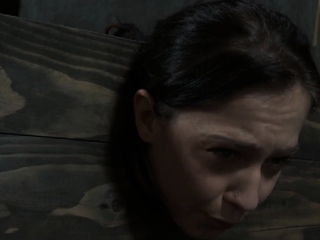 Chick is rubbing her completely waxed cunt