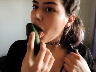 Mikdina sucking cucumber two