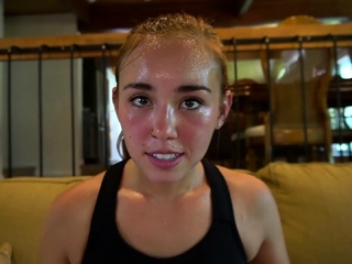 Amateur young teen solo masturbation on her livingroom