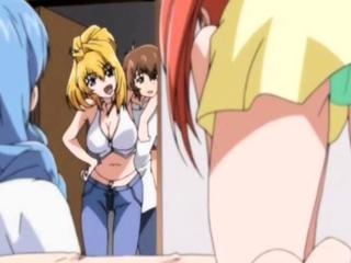 Brunette cums to hentai