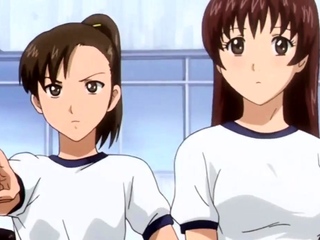 Brunette cums to hentai