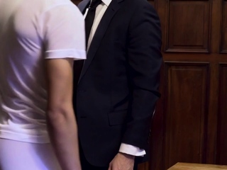 Cocksucking jock breeds bearded stepdad till creating him cum