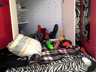 Curly Blonde Teen Records Solo Dildo Masturbation Extra at