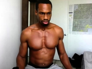 Hot gay hunk stroking substantial black meat in solo enjoyable