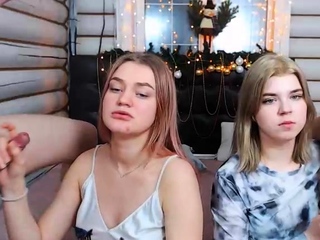 Attractive blonde teen threesome fucked