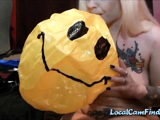 she grinds her butt holes on beach ball