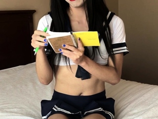 Shemale tranny enjoying solo masturbation