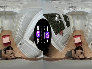 Tiny tit brunette provides a POV blowjob