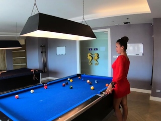 Amateur couple playing pool and have sex