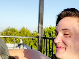 Babe enjoys casting kissing n cuddling tease with inked dude