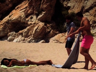 Beautiful Portuguese babe Noe Milk beach seduction and sex