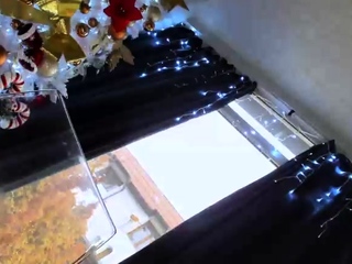 Busty curly brunette with big boobs fucks on couch