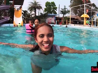 Fun in a public pool and hot sex after