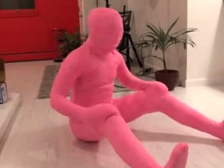 Girl Absolutely Encased In Pink Physique Cast
